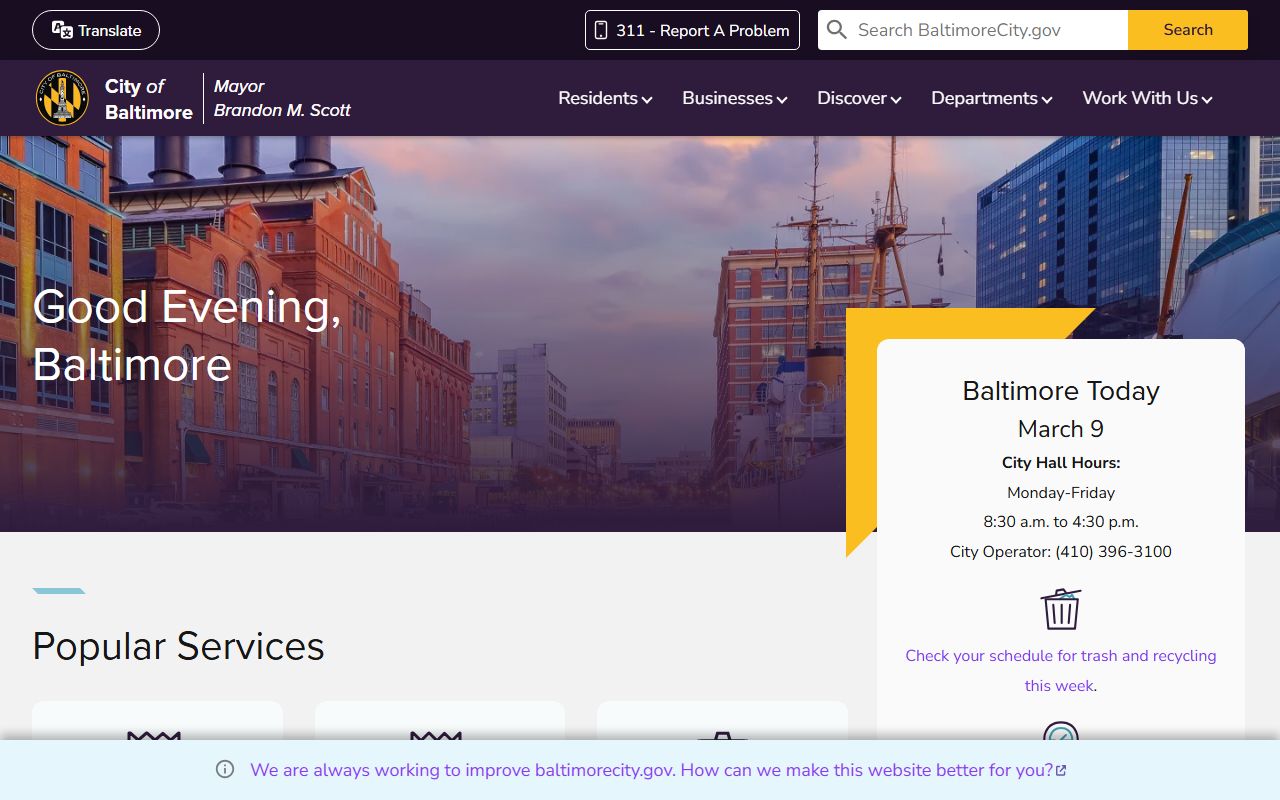 Baltimore City government website for Baltimore recent arrests information