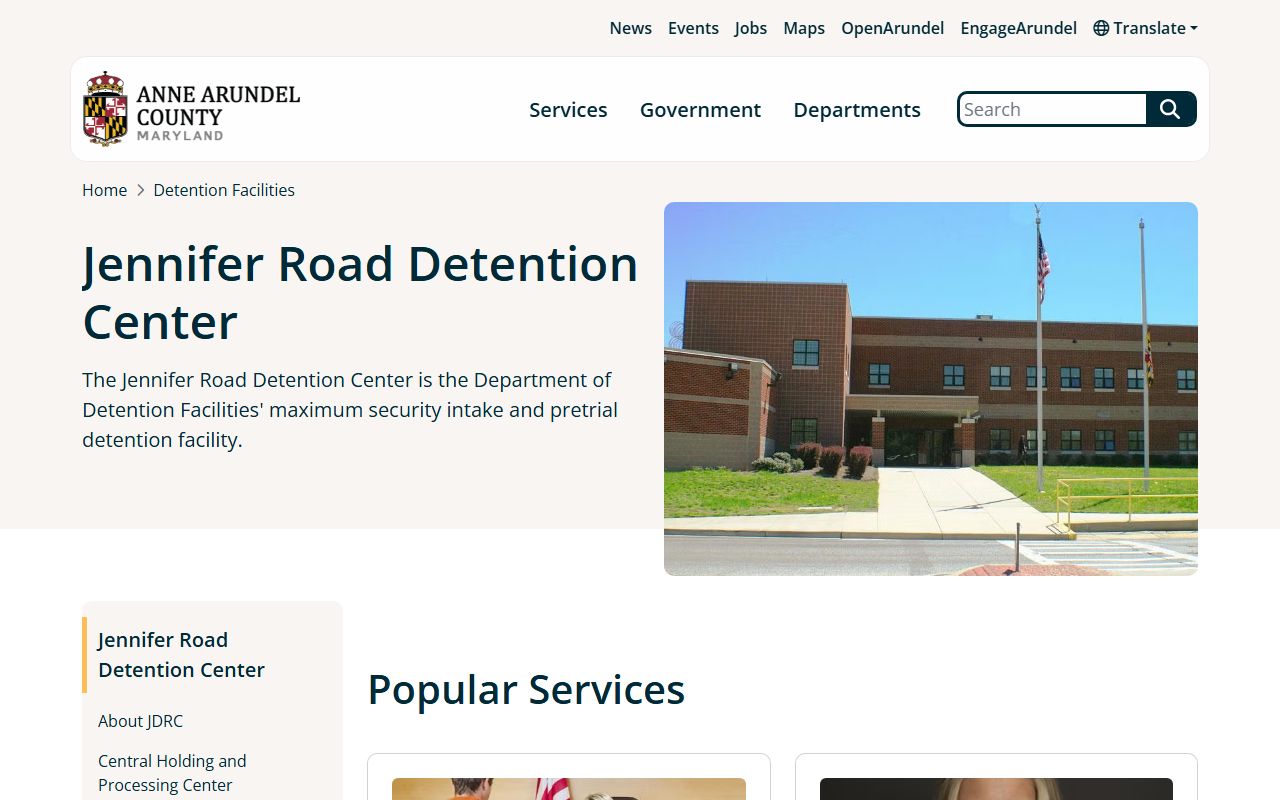Jennifer Road Detention Center in Anne Arundel County for recent arrests booking