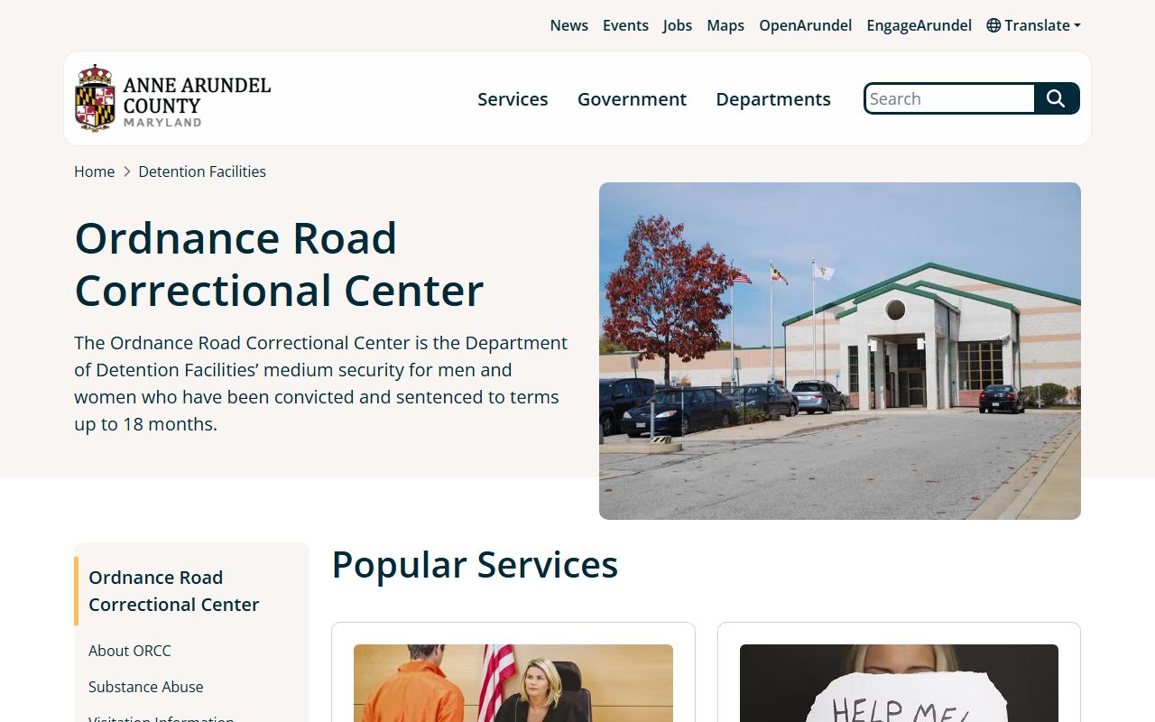 Ordnance Road Correctional Center in Anne Arundel County for recent arrests