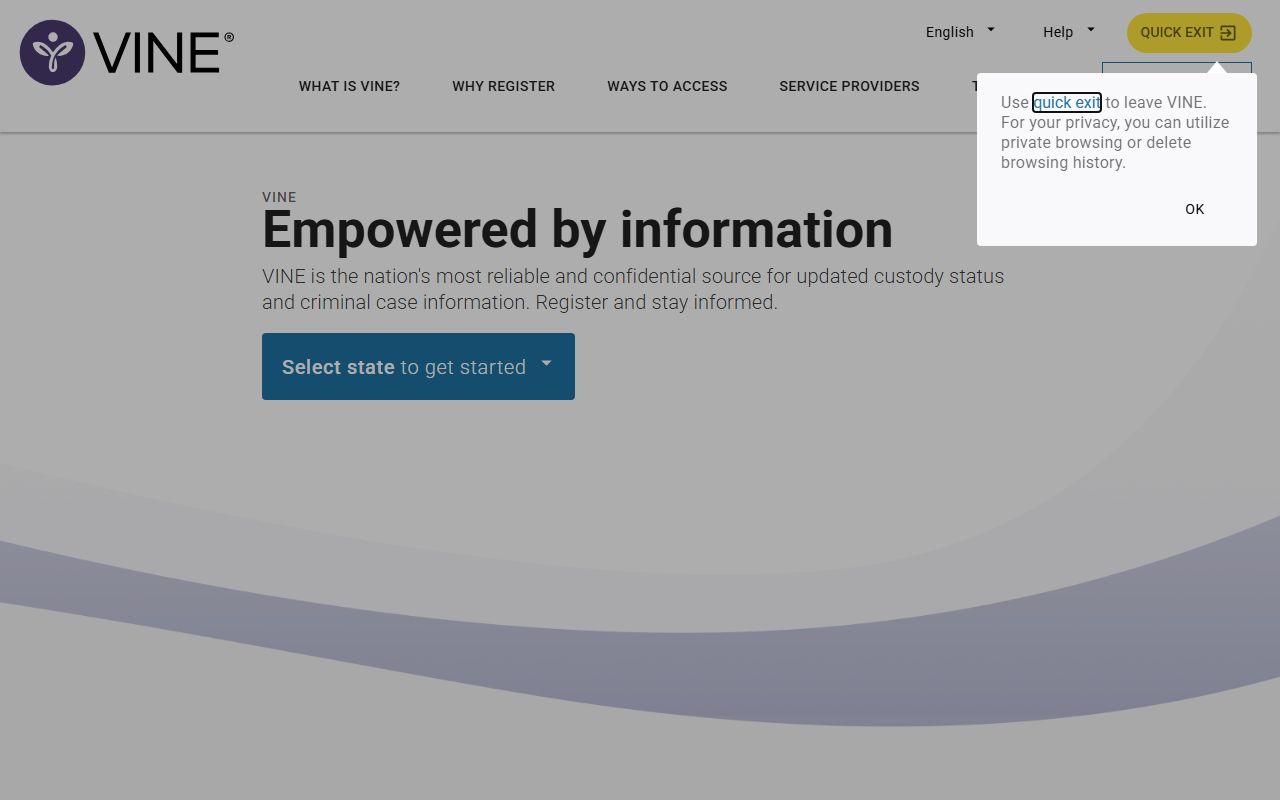 VINELink portal for searching Baltimore County recent arrests and custody status