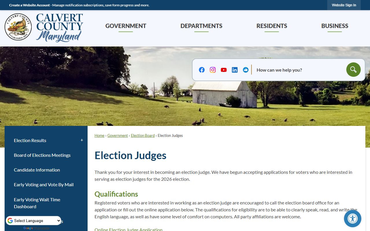 Calvert County public information request page for arrest records access