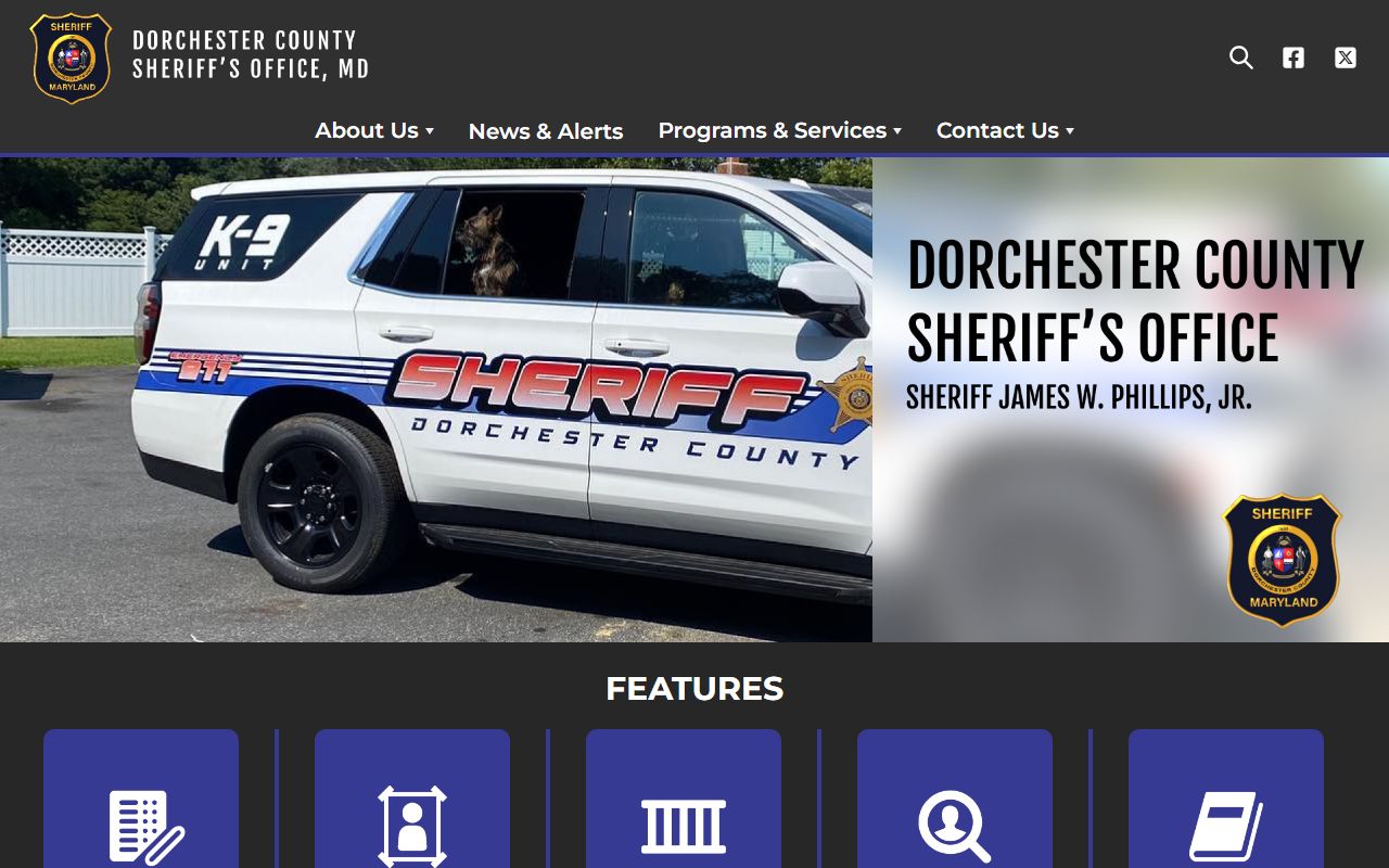 Dorchester County Sheriff's Office homepage for recent arrests information