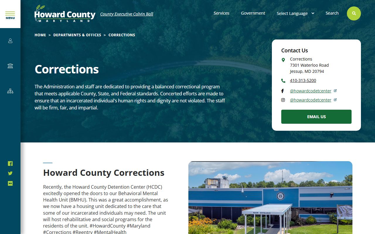 Howard County Department of Corrections website for booking records and recent arrests