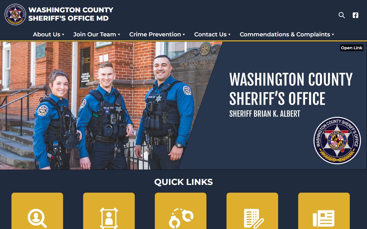 Washington County Sheriff's Office website for recent arrests in Washington County Maryland